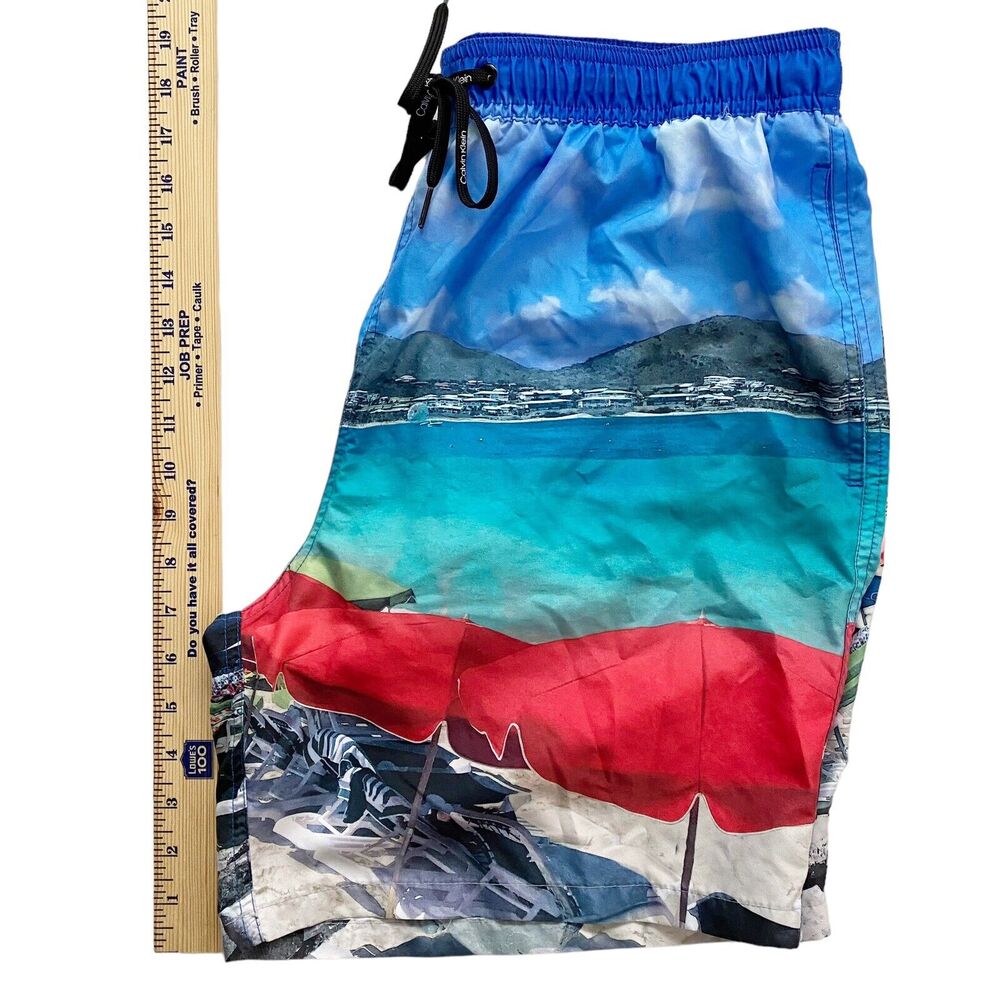 Calvin Klein Mens Size Large Swimwear Blue St. Martin Swim Shorts Pockets - Picture 14 of 14